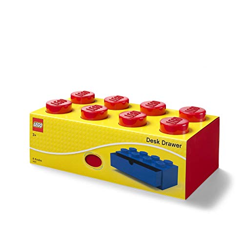 LEGO Cajón de Escritorio con 8 pomos, apilable, Color Rojo, Grande, Large