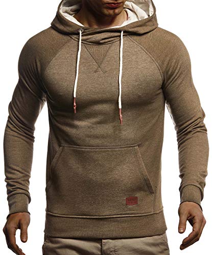 Leif Nelson Sudadera de Hombre con Capucha suéter de la Capilla LN-8125 Caqui Medium