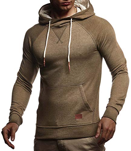 Leif Nelson Sudadera de Hombre con Capucha suéter de la Capilla LN-8125 Caqui Medium