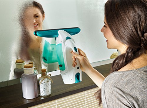 Leifheit Set aspirador limpiacristales Dry & Clean con palo, limpiaventanas, spray cleaner y boquilla estrecha para una limpieza 360 grados sin marcas, aspiradora vertical con 35 minutos de autonomía