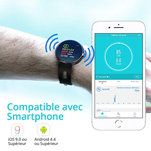 LEMONDA - Reloj Inteligente Azul IP68 Actividad, Monitor de sueño, frecuencia Cardiaca, podómetro, para Hombres y Mujeres, Compatible con Android iOS