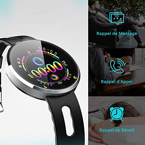 LEMONDA - Reloj Inteligente Azul IP68 Actividad, Monitor de sueño, frecuencia Cardiaca, podómetro, para Hombres y Mujeres, Compatible con Android iOS