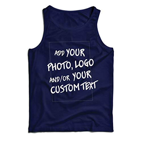 lepni.me Camisetas de Tirantes para Hombre Regalo Personalizado, Agregar Logotipo de la Compañía, Diseño Propio o Foto (XX-Large Azul Multicolor)