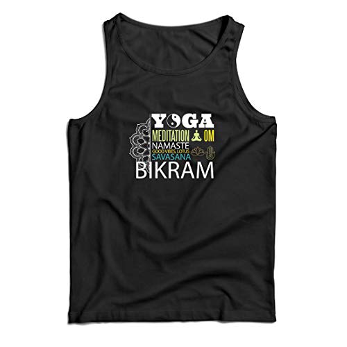 lepni.me Camisetas de Tirantes para Hombre Yoga Meditation Om Good Vibes Lotus Savasana Bikram (Medium Negro Multicolor)