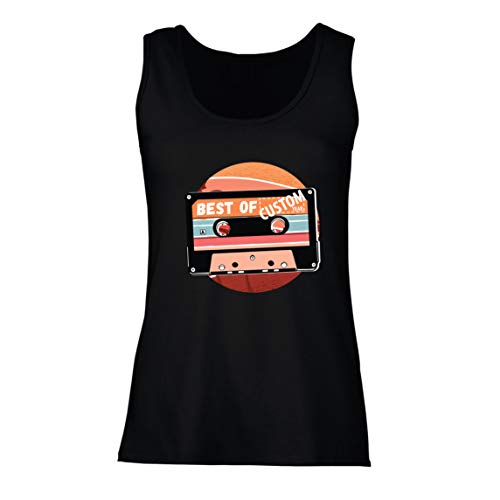 lepni.me Camisetas sin Mangas para Mujer Cassette Antiguo Lo Mejor del año 80, 90, 70 (XX-Large Negro Multicolor)