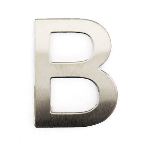 Letra adhesiva de acero inoxidable, altura 7,5 cm, número de casa, número de puerta de diseño (B)