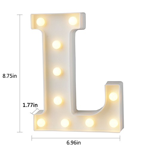 Letras Led Letras Luminosas Decorativas Letras Alphabet Light Luces De Espejo Del Alfabeto A-Z con Luces de LED para Decoración de DIY Wedding Party Dormitorio Decoración de Navidad- Letra L