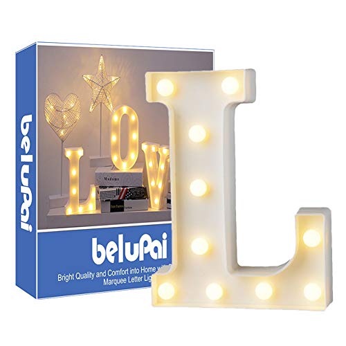 Letras Led Letras Luminosas Decorativas Letras Alphabet Light Luces De Espejo Del Alfabeto A-Z con Luces de LED para Decoración de DIY Wedding Party Dormitorio Decoración de Navidad- Letra L