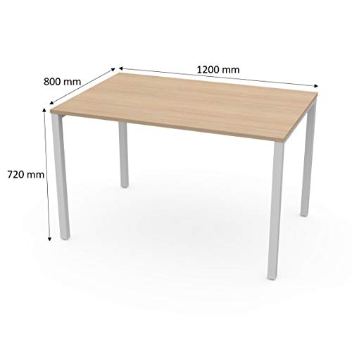 LEVIRA – Mesa de Oficina, Mesa de Comedor, Escritorio, Ceou - 120 x 74 - Roble Blanco