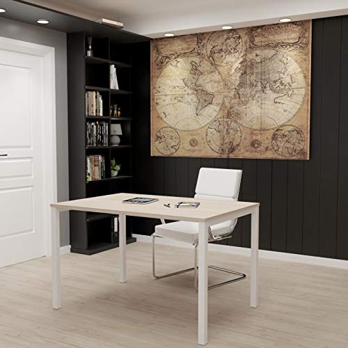 LEVIRA – Mesa de Oficina, Mesa de Comedor, Escritorio, Ceou - 120 x 74 - Roble Blanco