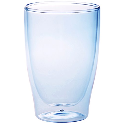 LEVIVO Juego 2002000153 Cristal térmico de Doble Pared, Juego 2 Vasos à 400 ml Largo, Libro sommerdrinks, Cristal, Azul, 22.5 x 15.5 x 10.5 cm, 2 Unidades