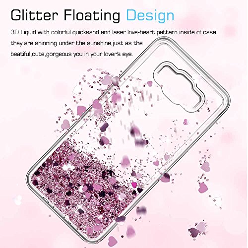 LeYi Funda Samsung Galaxy J7 2016 Silicona Purpurina Carcasa con HD Protectores de Pantalla,Transparente Cristal Bumper Telefono Gel TPU Fundas Case Cover para Movil Galaxy J7 2016 ZX Oro Rosa