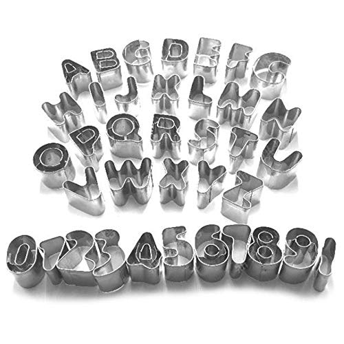 Lezed Letras Cortador Galletas Alphabet Cookie Cutter cortadores Galleta Moldes Galletas Molde Galletas Cortador de Tarta Galletas Molde con Caja de Almacenamiento, para decoración de Tartas (37Pcs)