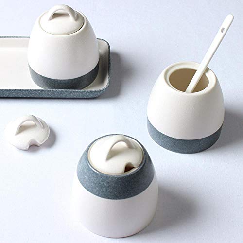 LGYLucky Bone China Sesoning Menage Menage japoneses Cajas Olla de cocción Restaurante de Especias Sal con alcuza de cerámica Traje de Estante de la Especia