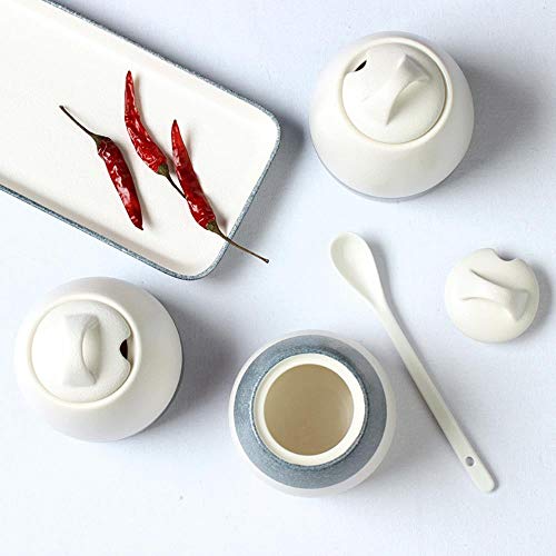 LGYLucky Bone China Sesoning Menage Menage japoneses Cajas Olla de cocción Restaurante de Especias Sal con alcuza de cerámica Traje de Estante de la Especia