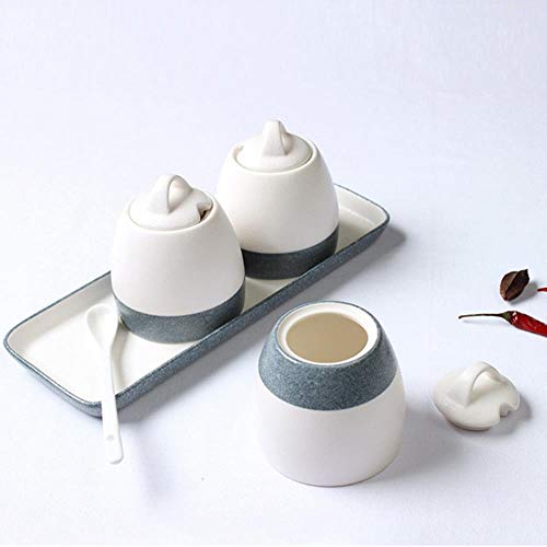 LGYLucky Bone China Sesoning Menage Menage japoneses Cajas Olla de cocción Restaurante de Especias Sal con alcuza de cerámica Traje de Estante de la Especia