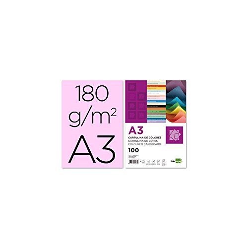 Liderpapel Cartulina A3 180G/M2 Rosa Paquete De 100