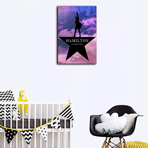 Lienzo moderno de Hamilton con diseño de estrella, con logo de estrella, color rosa, impresión giclée, arte de pared para decoración del hogar, decoración de pared, lona, Enmarcado, 24"x36"