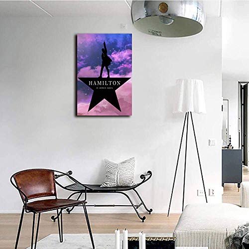 Lienzo moderno de Hamilton con diseño de estrella, con logo de estrella, color rosa, impresión giclée, arte de pared para decoración del hogar, decoración de pared, lona, Enmarcado, 24"x36"