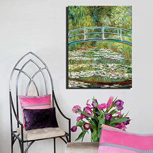 Lienzo Pintura Monet Estanque De Nenúfares Pinturas Al Óleo Imprimir En Lienzo para La Sala De Estar Cuadros Decorativos Pinturas Famosas Réplica Sin Marco 50Cmx70Cm