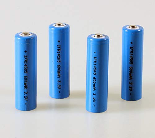 LiFePo4 Ifr 14505 Batería Aa 4er Set 600mAh 3,2V 14500 Botón Top Batería Lithium-Eisen-Phosphat Pila Solar Plano Batería