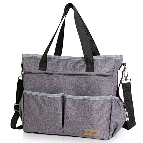 Lifewit Bolso de Cambiador para Bebé Pañales de Gran Capacidad Bolso Maternal Con Correa del Cochecito y para el Hombro, Gris