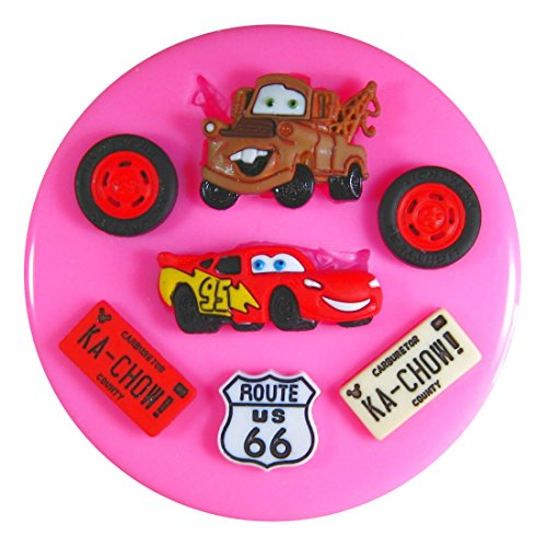 Lightning McQueen Mater Cars Molde de silicona para la torta de Decoración Pastel de Cupcake Toppers Glaseado Sugarcraft Tool por Fairie Blessings