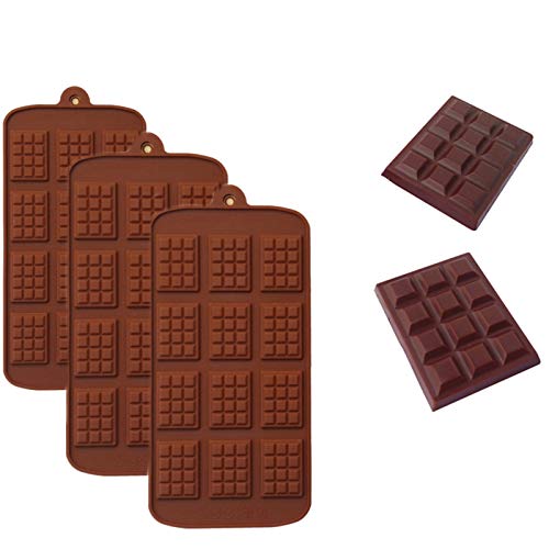 Lilon 3 Paquetes de moldes de Chocolate para Barra de Chocolate, moldes de Silicona para Romper, para Chocolate, proteína, Barra energética, Barra de Caramelo, Grado alimenticio