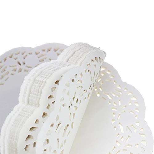 Limeow Blondas de Encaje Papel Encaje blanco tapetes de papel Tapete Papel De Encaje Redondo Encaje redondo tapetes de papel 6 pulgadas para fiestas o Decoración de Vajilla de la Boda 250 pcs