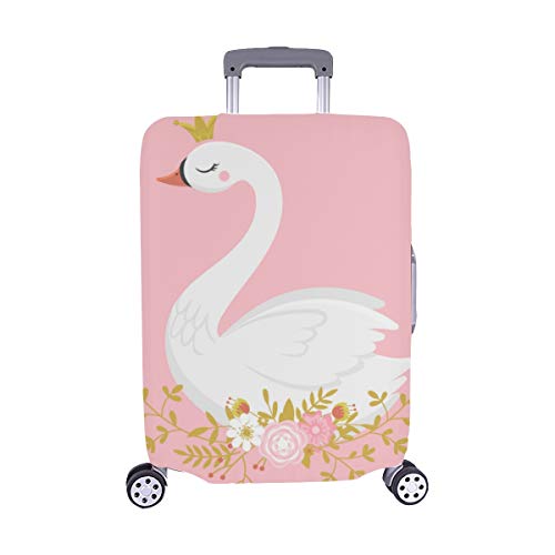 Linda Princesa Cisne en Caricatura Dibujado a Mano patrón Spandex Caja Viaje Maleta Protectora Maleta Cubierta Protectora para 28.5 x 20.5 Pulgadas(Sólo la Cubierta de Polvo del Equipaje)