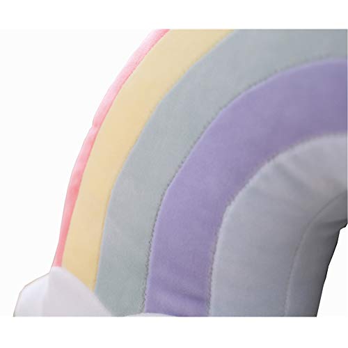 Lindo cojín de color macarón de la serie Sky con diseño de luna, estrella fugaz y arcoíris de felpa, suave almohada de dormir para bebés, sofá para niños, decoración del hogar, regalo para niñas