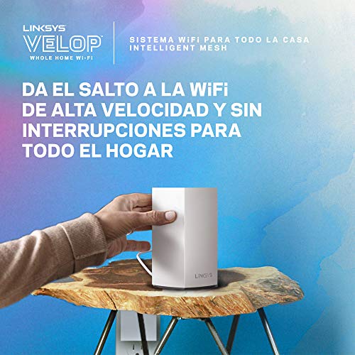 Linksys VLP0103 - Sistema Velop WiFi mesh dual band para todo el hogar (router/extensor  WiFi AC3600, sin interrupciones, controles parentales, hasta 400 m², paquete de 3 nodos, color blanco)