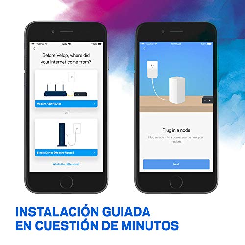 Linksys VLP0103 - Sistema Velop WiFi mesh dual band para todo el hogar (router/extensor  WiFi AC3600, sin interrupciones, controles parentales, hasta 400 m², paquete de 3 nodos, color blanco)