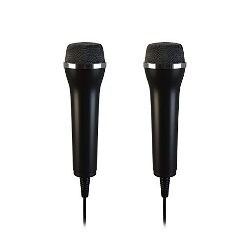 Lioncast 2x Micrófonos USB universal para ordenador y Karaoke; Compatible con juegos de Wii, PS3, PS4, Xbox One y PC como Guitar Hero, Rock Star, etc .; Cable de 2,5 m - Negro