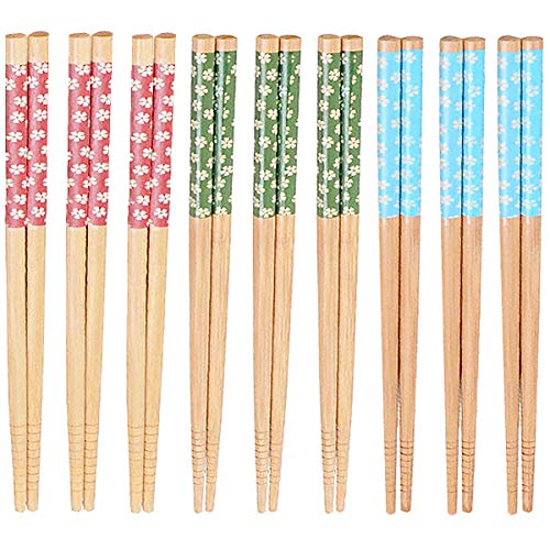 Liuer Palillos Japoneses, 15 Pares de Madera Natural Reutilizables Palillos Lavables del lavaplatos Juego de vajilla Chino de Madera con una Hermosa Caja Negra(23cm/9")