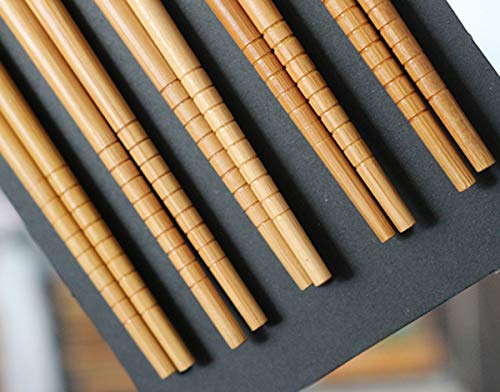 Liuer Palillos Japoneses, 15 Pares de Madera Natural Reutilizables Palillos Lavables del lavaplatos Juego de vajilla Chino de Madera con una Hermosa Caja Negra(23cm/9")