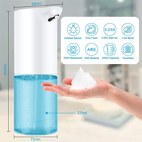 LIVEHITOP Dispensador Jabón Automático, Dispensador Jabón Espuma Impermeable con Sensor Movimiento Infrarrojo Inteligente, Dispensador Jabón Sin Contacto 320ML para Baño, Cocina, Hotel, Oficina