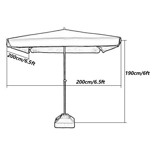 LIYONG 6,5' Deluxe Plaza Patio al Aire Libre Mercado Paraguas for el balcón o terraza jardín de la Cubierta de Sombra, 2M x 2M (Color: Azul, Tamaño: 6,5 pies / 200cm) HLSJ