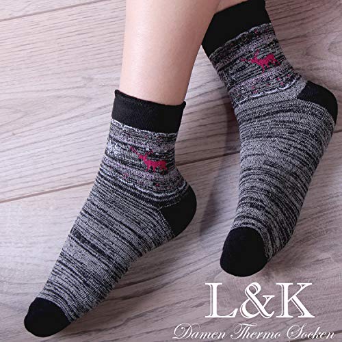 L&K Pack de 6 Calcetines Socks para mujer algodón unisex invierno 92263 39-42