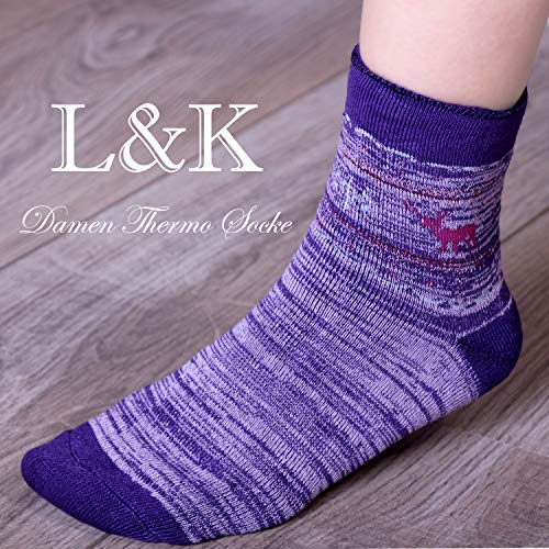 L&K Pack de 6 Calcetines Socks para mujer algodón unisex invierno 92263 39-42