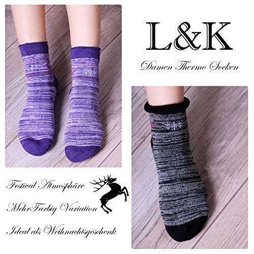 L&K Pack de 6 Calcetines Socks para mujer algodón unisex invierno 92263 39-42