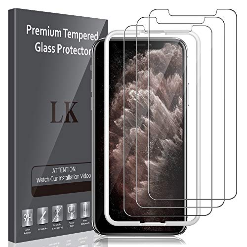 LK Protector de Pantalla para iPhone 11 Pro/iPhone X/iPhone XS Cristal Templado, [3 Unidades] [9H Dureza] [Equipado con Marco de posicionamiento] Vidrio Templado Screen Protector