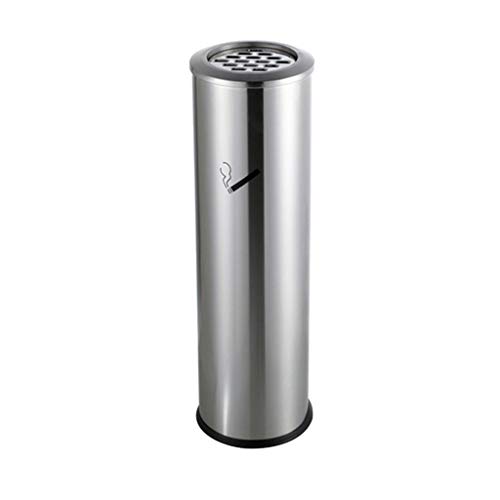 LOFAMI Ceniceros de Pie Suelo de Exterior Cenicero Bins cilíndrico de Acero Inoxidable Cenicero de Ceniza de Cigarrillo contenedores de residuos Colector Patio jardín Vertical ceniceros H27inchs