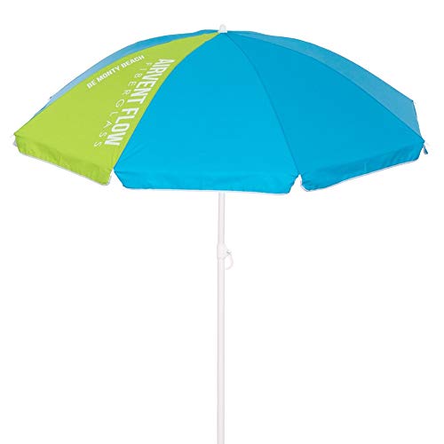 LOLAhome Sombrilla Playa con Soporte antiviento Azul de Acero y Fibra Vidrio (Ø 220 cm)