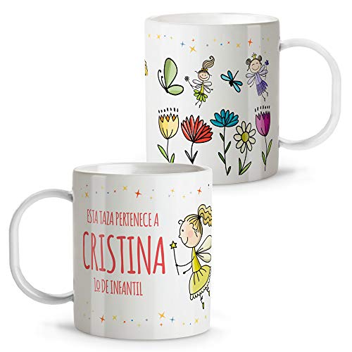 LolaPix Taza de plástico Infantil niños y niñas Vuelta al Cole Personalizada con Nombre. Varios Diseños a Elegir. Hadas