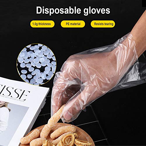 Lorcoo 100 Piezas Guantes Desechables de Plástico Transparente, Guantes de vinilo desechables para Cocinar Limpieza Pintura Coloración del Cabello