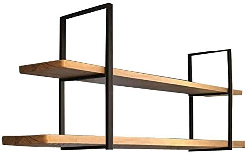 Los estantes flotantes de Techo suspendido con Estante del Metal y de Madera 2 Niveles de Almacenamiento for el hogar Mobiliario de Cocina Display, 100/120 / 150cm (Size : 120x30x80cm)