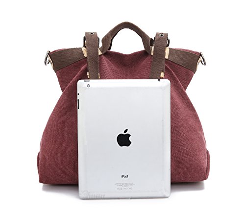 LOSMILE Bolsos de mano para mujer, Bolso de Bandolera Totes Shopper Viajar Hobo de Lona. (Cáfe)