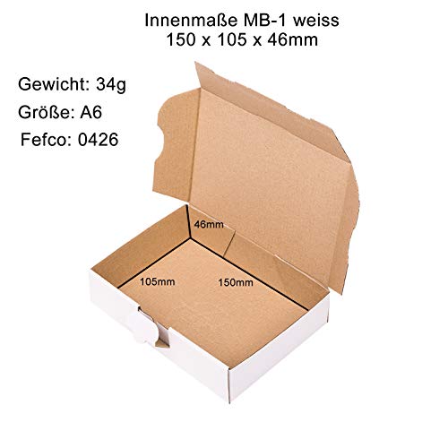 Lote de 50 cajas 160 x 110 x 50 mm Cajas de Post plegables Blanco caja MB de 1