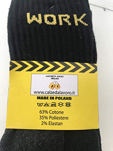 Lucchetti Socks Milano 6 PARES CALCETINES DE TRABAJO REFORZADOS EN TALON Y PUNTA. ESPONJA DE ALGODON (43-46)